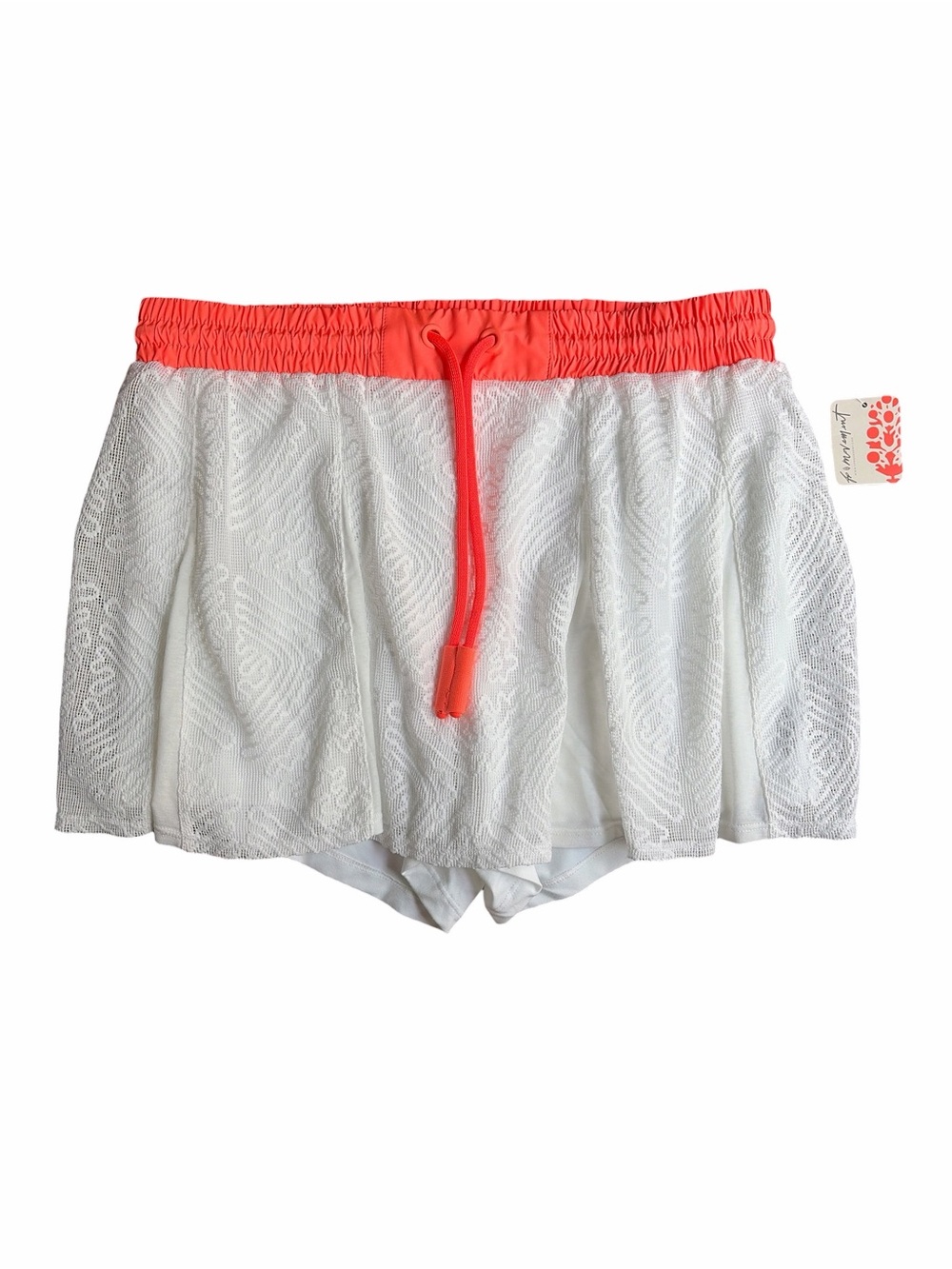 FP Movement Good Sport Skort Large White Lace Bright Coral Tennis Pickleball NWT